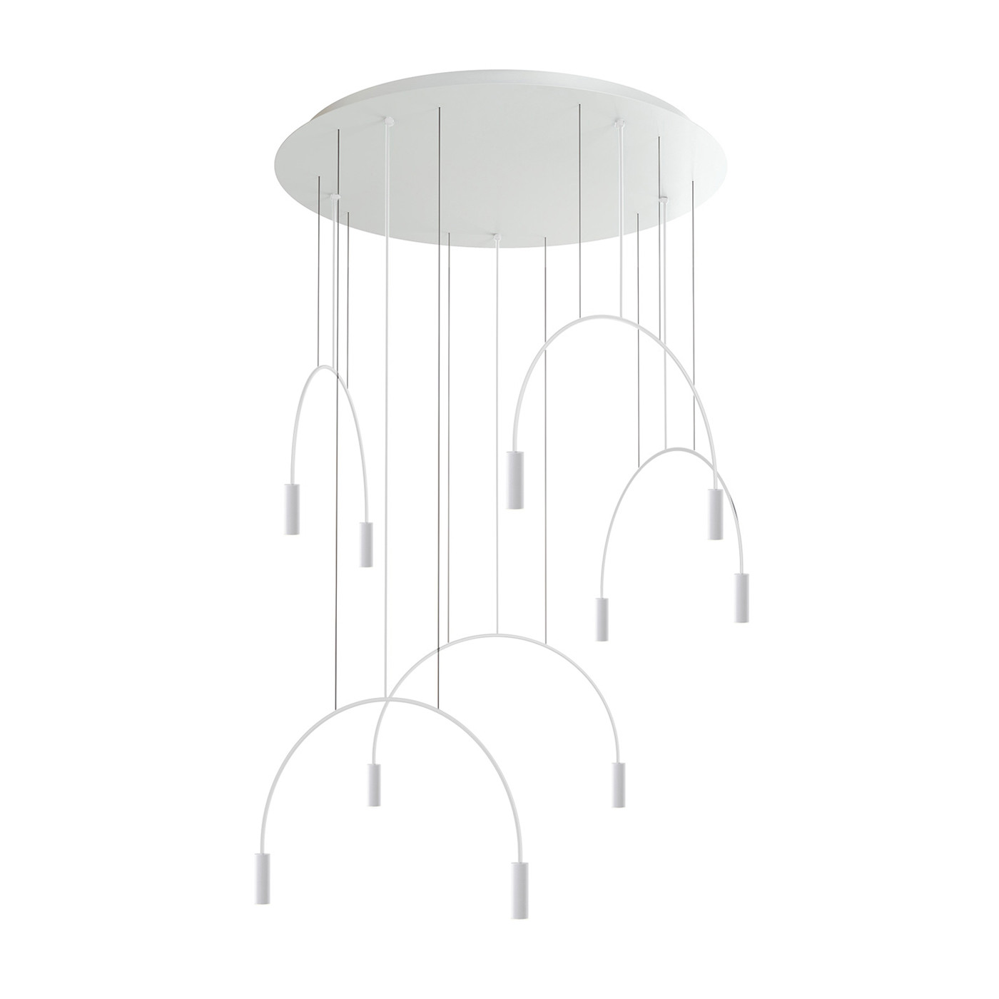 Suspension LED en aluminium - Pavillon rond - 3 arceaux - 6 lumières -  Volta par Estiluz