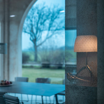 LUMIERE GRANDE Lampe à poser Métal & Verre H45cm blanc aluminium Foscarini  - LightOnline